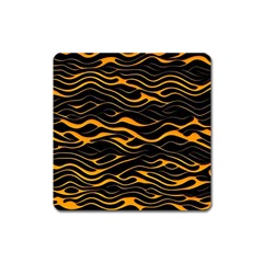 Waves Pattern Golden 3d Abstract Halftone Square Magnet by Ravend