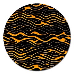 Waves Pattern Golden 3d Abstract Halftone Magnet 5  (round) by Ravend