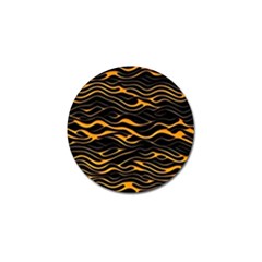 Waves Pattern Golden 3d Abstract Halftone Golf Ball Marker (4 Pack) by Ravend