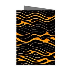 Waves Pattern Golden 3d Abstract Halftone Mini Greeting Cards (pkg Of 8) by Ravend