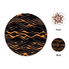 Waves Pattern Golden 3d Abstract Halftone Playing Cards Single Design (round) by Ravend