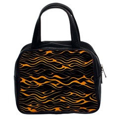 Waves Pattern Golden 3d Abstract Halftone Classic Handbag (two Sides) by Ravend