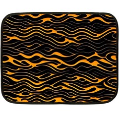 Waves Pattern Golden 3d Abstract Halftone Fleece Blanket (mini) by Ravend