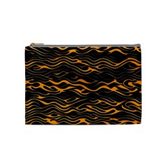 Waves Pattern Golden 3d Abstract Halftone Cosmetic Bag (medium) by Ravend