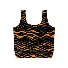 Waves Pattern Golden 3d Abstract Halftone Full Print Recycle Bag (s) by Ravend