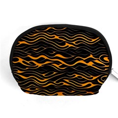 Waves Pattern Golden 3d Abstract Halftone Accessory Pouch (medium) by Ravend