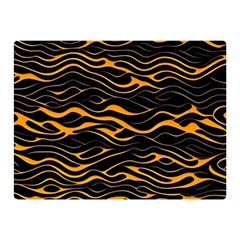 Waves Pattern Golden 3d Abstract Halftone Premium Plush Fleece Blanket (mini) by Ravend