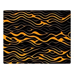 Waves Pattern Golden 3d Abstract Halftone Premium Plush Fleece Blanket (large) by Ravend