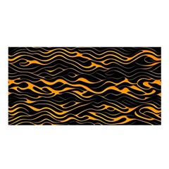 Waves Pattern Golden 3d Abstract Halftone Satin Shawl 45  X 80  by Ravend