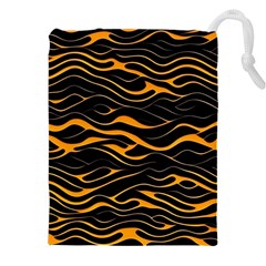 Waves Pattern Golden 3d Abstract Halftone Drawstring Pouch (4xl) by Ravend