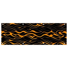 Waves Pattern Golden 3d Abstract Halftone Banner And Sign 9  X 3  by Ravend