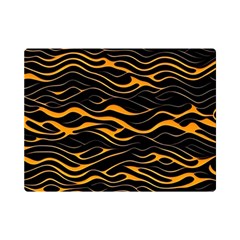 Waves Pattern Golden 3d Abstract Halftone One Side Premium Plush Fleece Blanket (mini)