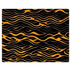 Waves Pattern Golden 3d Abstract Halftone One Side Premium Plush Fleece Blanket (medium)