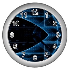 Technology Digital Business Polygon Geometric Wall Clock (silver) by Ravend