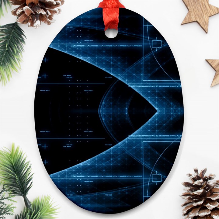 Technology Digital Business Polygon Geometric Oval Ornament (Two Sides)