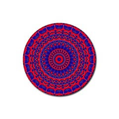 Background Wallpaper Geometric Digital Art Rubber Round Coaster (4 Pack) by Ravend