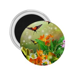 Floral Flowers Nature Plants Decorative Design 2 25  Magnets by Ravend