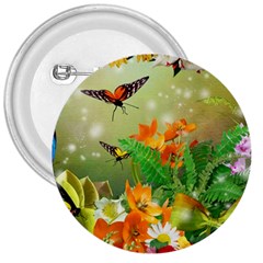 Floral Flowers Nature Plants Decorative Design 3  Buttons by Ravend