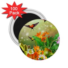 Floral Flowers Nature Plants Decorative Design 2 25  Magnets (100 Pack)  by Ravend