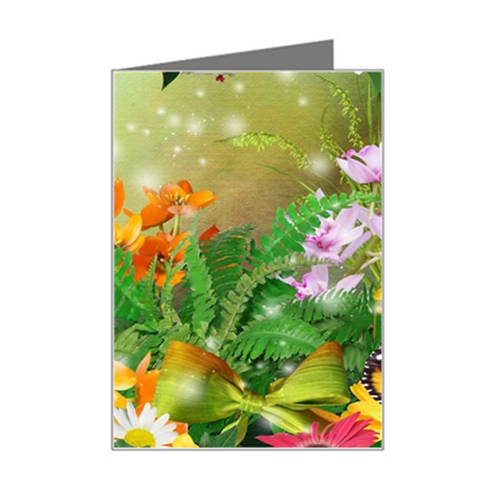 Floral Flowers Nature Plants Decorative Design Mini Greeting Card