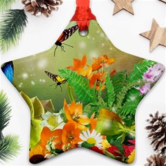 Floral Flowers Nature Plants Decorative Design Star Ornament (two Sides) by Ravend