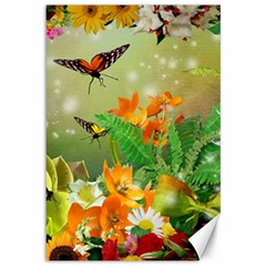 Floral Flowers Nature Plants Decorative Design Canvas 12  X 18  by Ravend