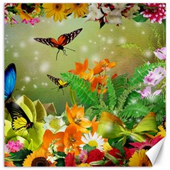 Floral Flowers Nature Plants Decorative Design Canvas 16  X 16  by Ravend