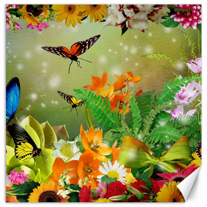 Floral Flowers Nature Plants Decorative Design Canvas 20  x 20 