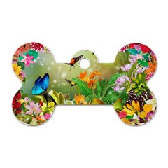 Floral Flowers Nature Plants Decorative Design Dog Tag Bone (one Side) by Ravend