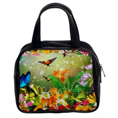 Floral Flowers Nature Plants Decorative Design Classic Handbag (two Sides) by Ravend