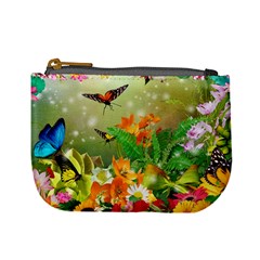 Floral Flowers Nature Plants Decorative Design Mini Coin Purse