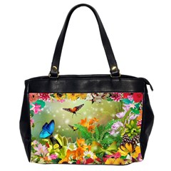 Floral Flowers Nature Plants Decorative Design Oversize Office Handbag (2 Sides) by Ravend