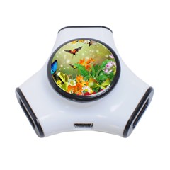 Floral Flowers Nature Plants Decorative Design 3-port Usb Hub by Ravend