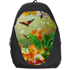 Floral Flowers Nature Plants Decorative Design Backpack Bag by Ravend