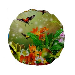 Floral Flowers Nature Plants Decorative Design Standard 15  Premium Round Cushions by Ravend