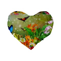 Floral Flowers Nature Plants Decorative Design Standard 16  Premium Heart Shape Cushions by Ravend