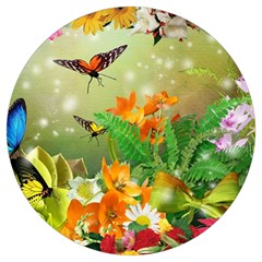 Floral Flowers Nature Plants Decorative Design Round Trivet by Ravend