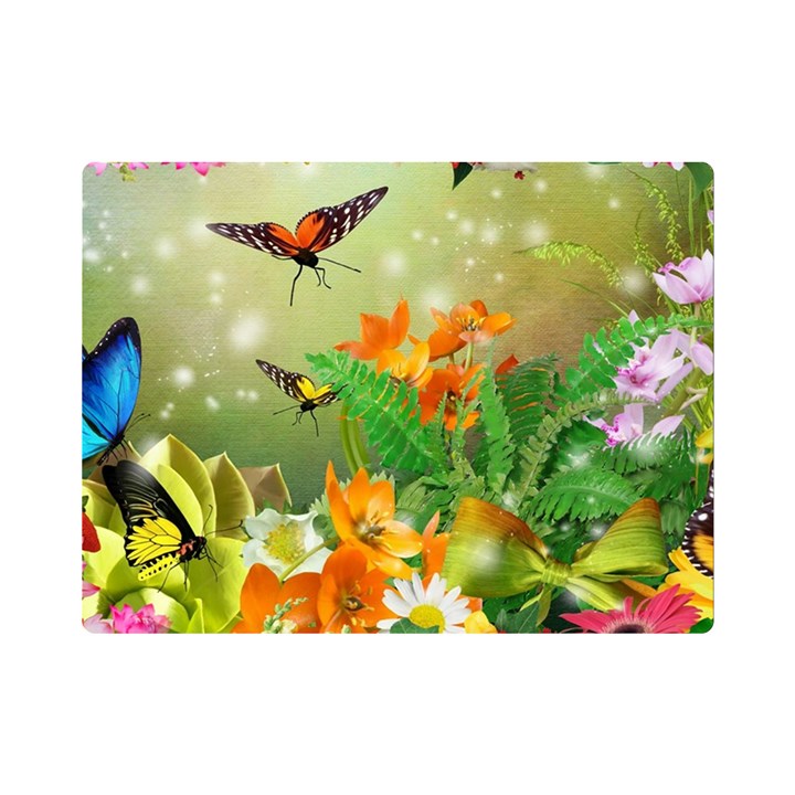 Floral Flowers Nature Plants Decorative Design One Side Premium Plush Fleece Blanket (Mini)