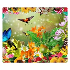 Floral Flowers Nature Plants Decorative Design One Side Premium Plush Fleece Blanket (small) by Ravend