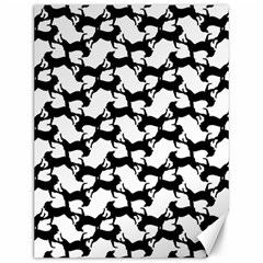 Playful Pups Black And White Pattern Canvas 12  X 16  by dflcprintsclothing