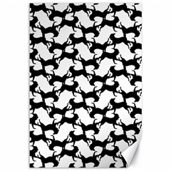 Playful Pups Black And White Pattern Canvas 12  X 18  by dflcprintsclothing