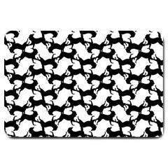 Playful Pups Black And White Pattern Large Doormat by dflcprintsclothing