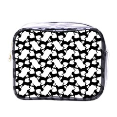 Playful Pups Black And White Pattern Mini Toiletries Bag (one Side) by dflcprintsclothing