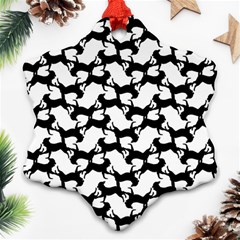 Playful Pups Black And White Pattern Ornament (snowflake) by dflcprintsclothing