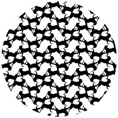 Playful Pups Black And White Pattern Wooden Puzzle Round by dflcprintsclothing