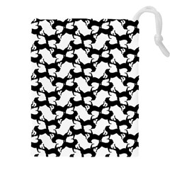 Playful Pups Black And White Pattern Drawstring Pouch (4xl) by dflcprintsclothing