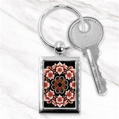 Floral Pattern Flowers Spiral Pattern Beautiful Key Chain (rectangle) by Ravend