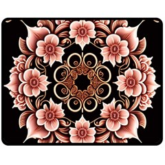 Floral Pattern Flowers Spiral Pattern Beautiful One Side Fleece Blanket (medium) by Ravend