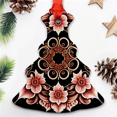 Floral Pattern Flowers Spiral Pattern Beautiful Christmas Tree Ornament (two Sides) by Ravend