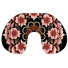 Floral Pattern Flowers Spiral Pattern Beautiful Travel Neck Pillow by Ravend